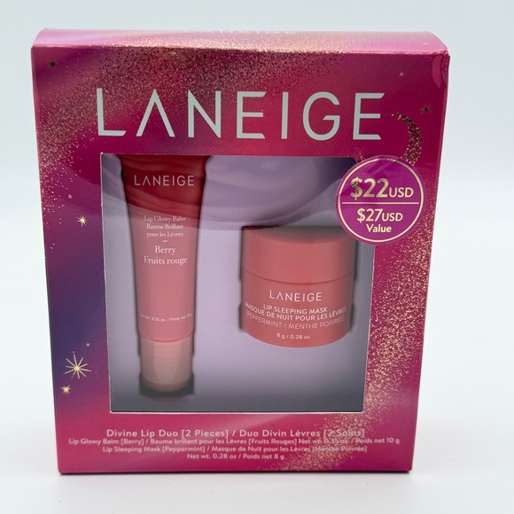 LANEIGE Other - Laneige Divine Lip Duo Lip Glowy Balm & Sleeping Mask 2 Piece Gift Set New